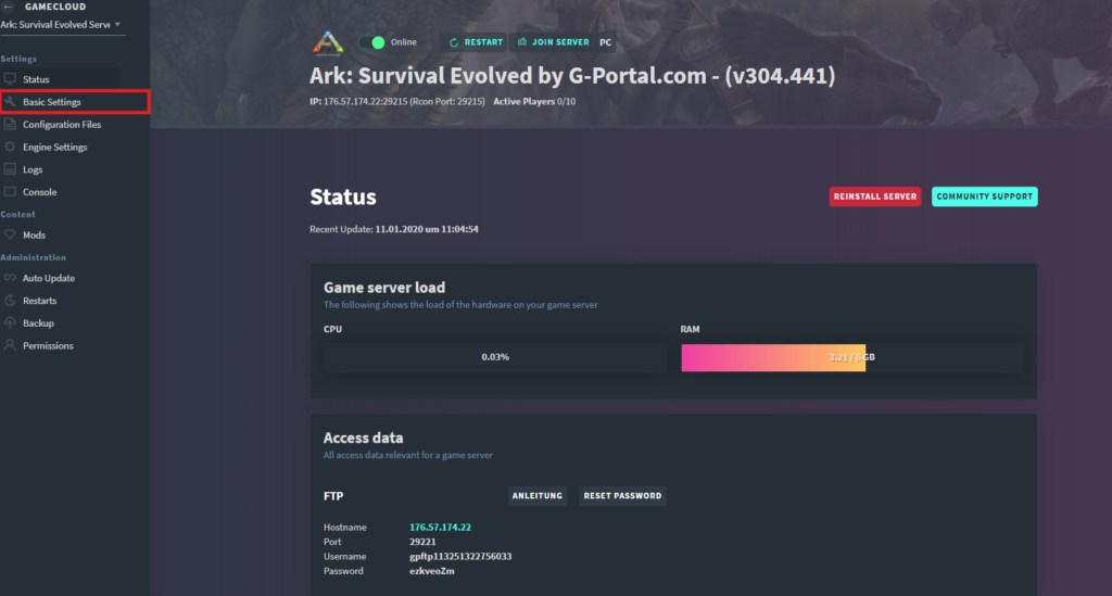 Ark Survival Evolved Incl Genesis Server Settings Gportal Wiki