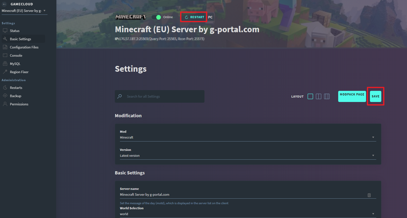Minecraft Server permissions. Рестарт сервера.