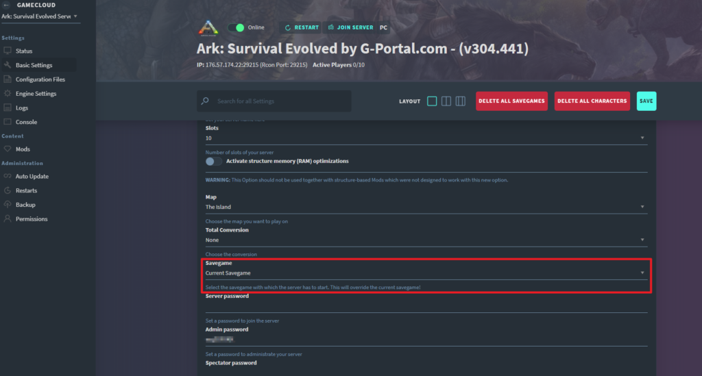 Ark Survival Evolved Incl Genesis Server Settings Gportal Wiki