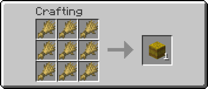 Combining 9x Wheat Gets You 1x Minecraft Hay Bale
